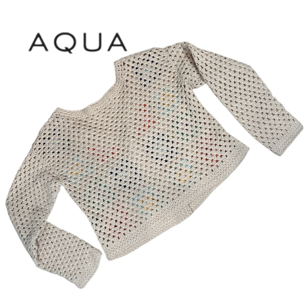 Aqua Women’s Crocheted 100 Cotton Button Down Cardigan - Size S - Picture 4 of 4